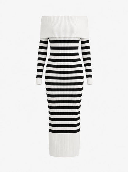Vestido Midi Hombros Descubiertos Canalé