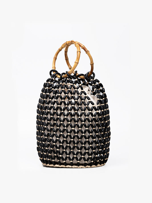 Bolso Bucket Cuentas y Bambú