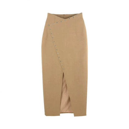 Falda Midi Tachas Abertura Asimétrica