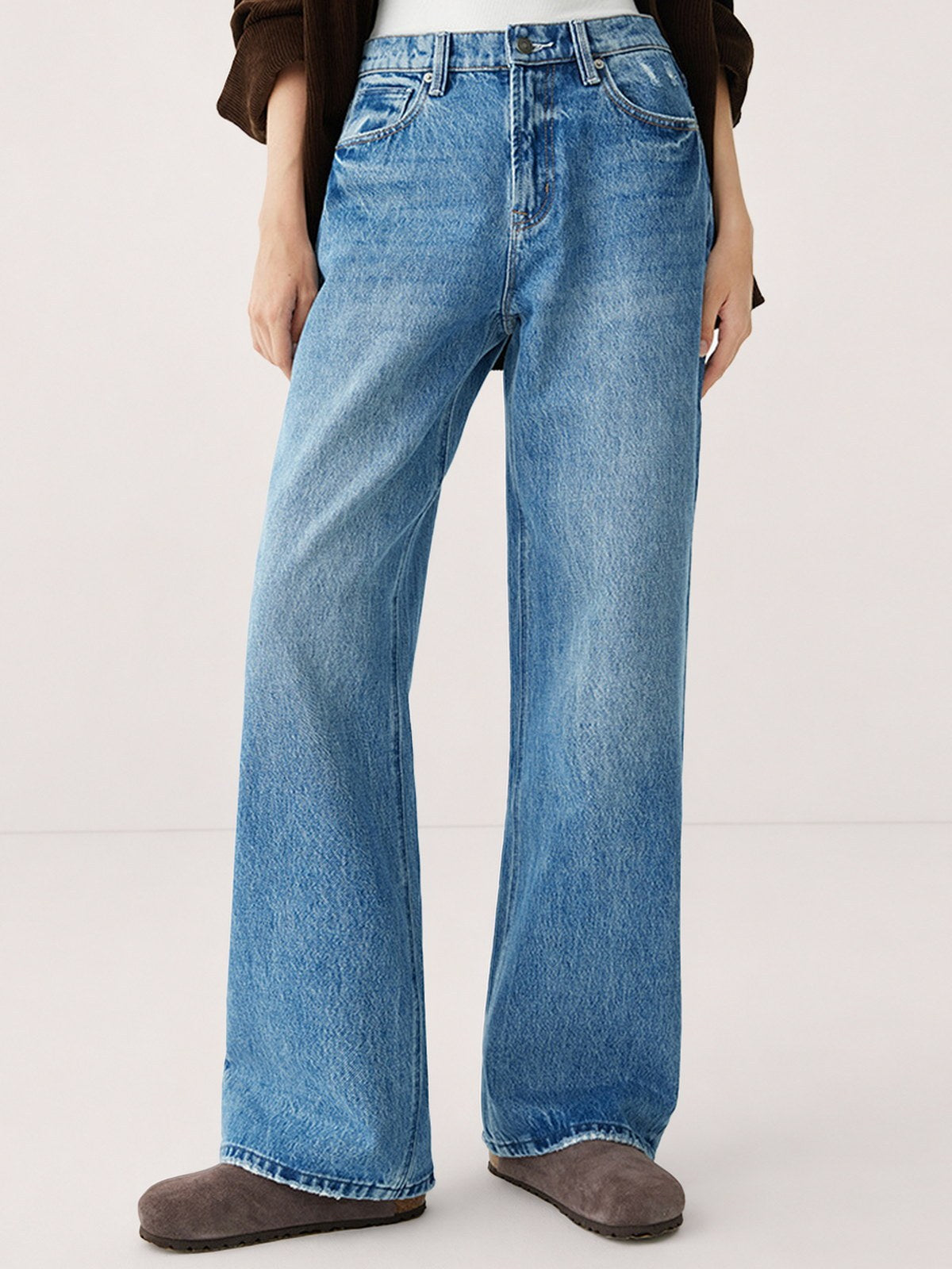 Jeans Anchos Tiro Alto Lavado Claro