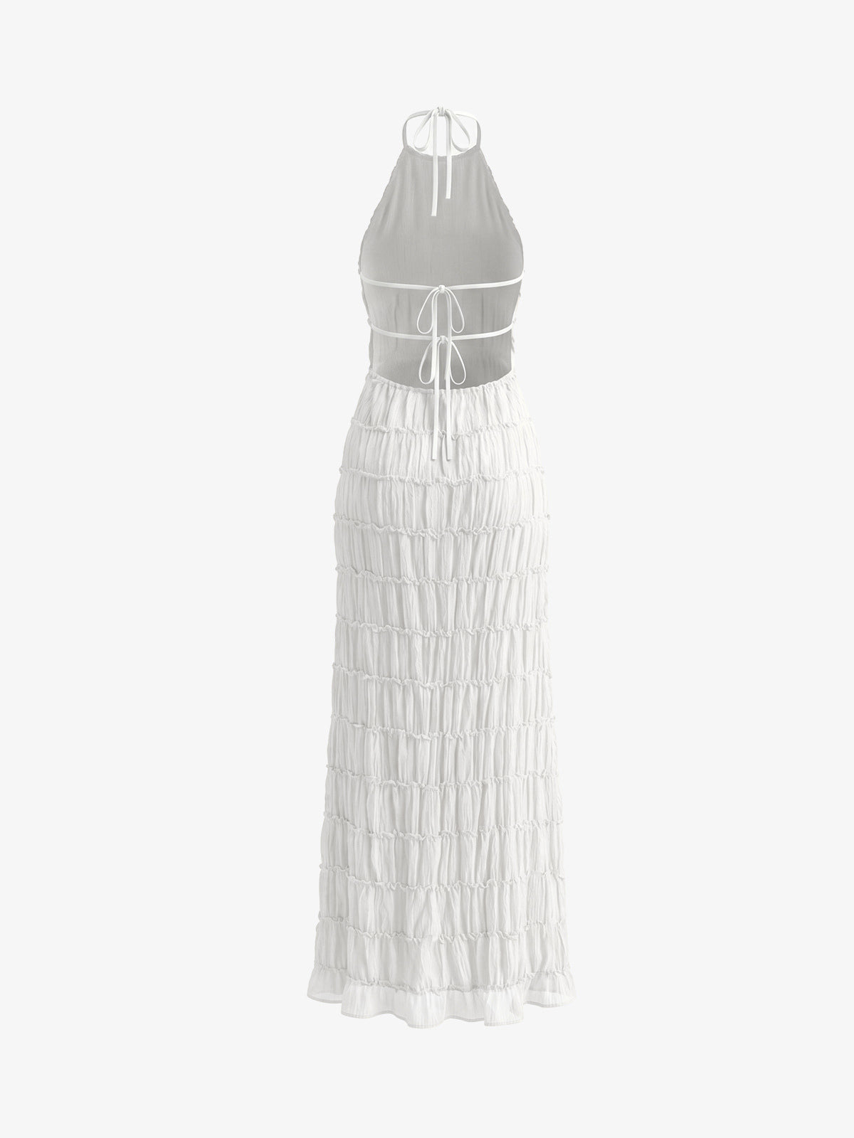 Vestido Maxi Halter Espalda Descubierta Fruncido