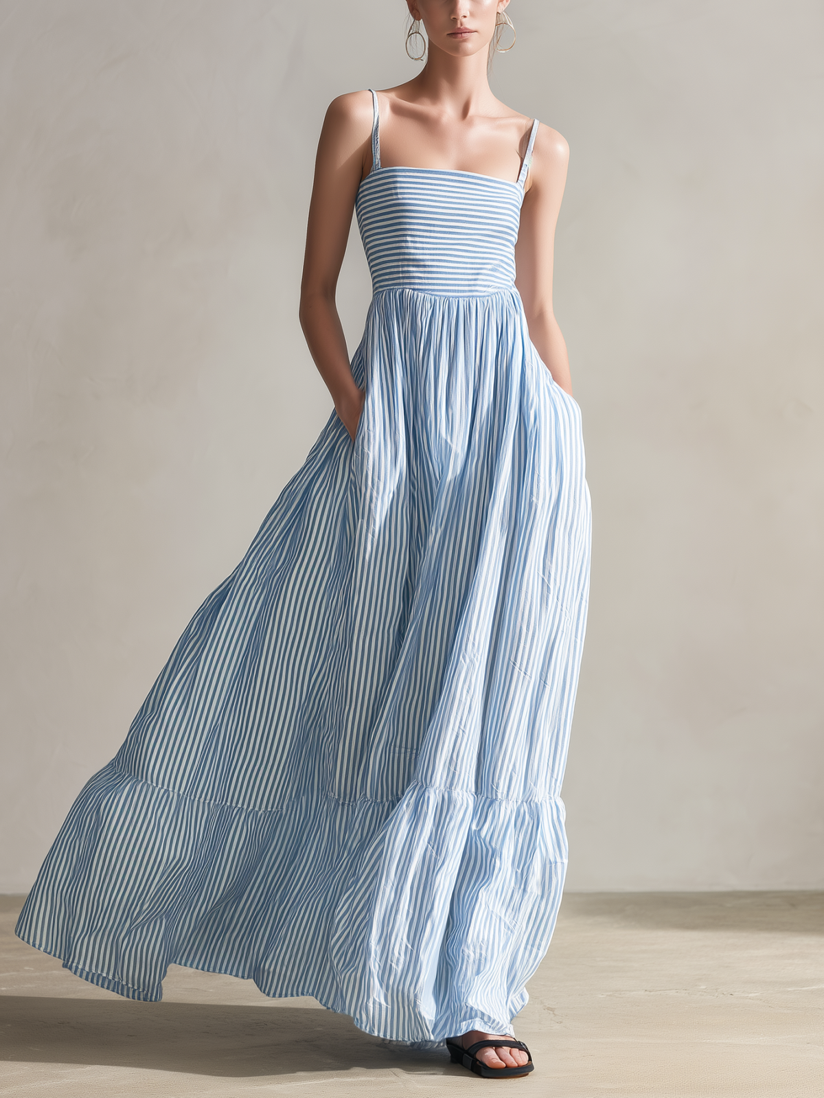 Vestido Maxi a Rayas por Capas