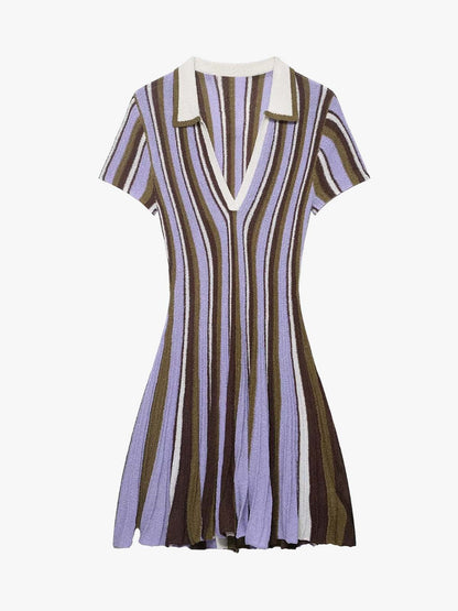 Vestido Mini de Punto a Rayas