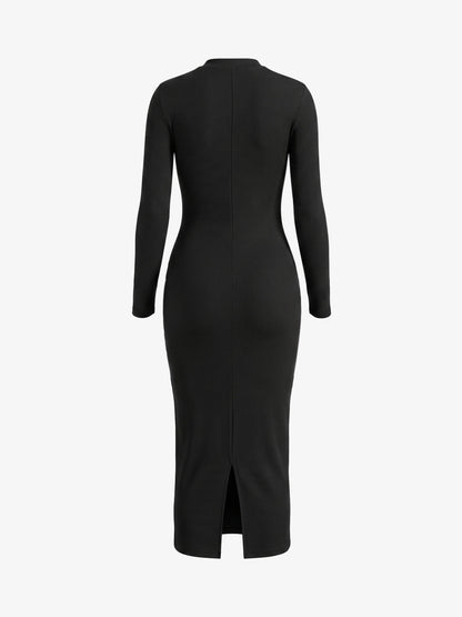 Vestido Midi Canalé con Detalle de Cadena
