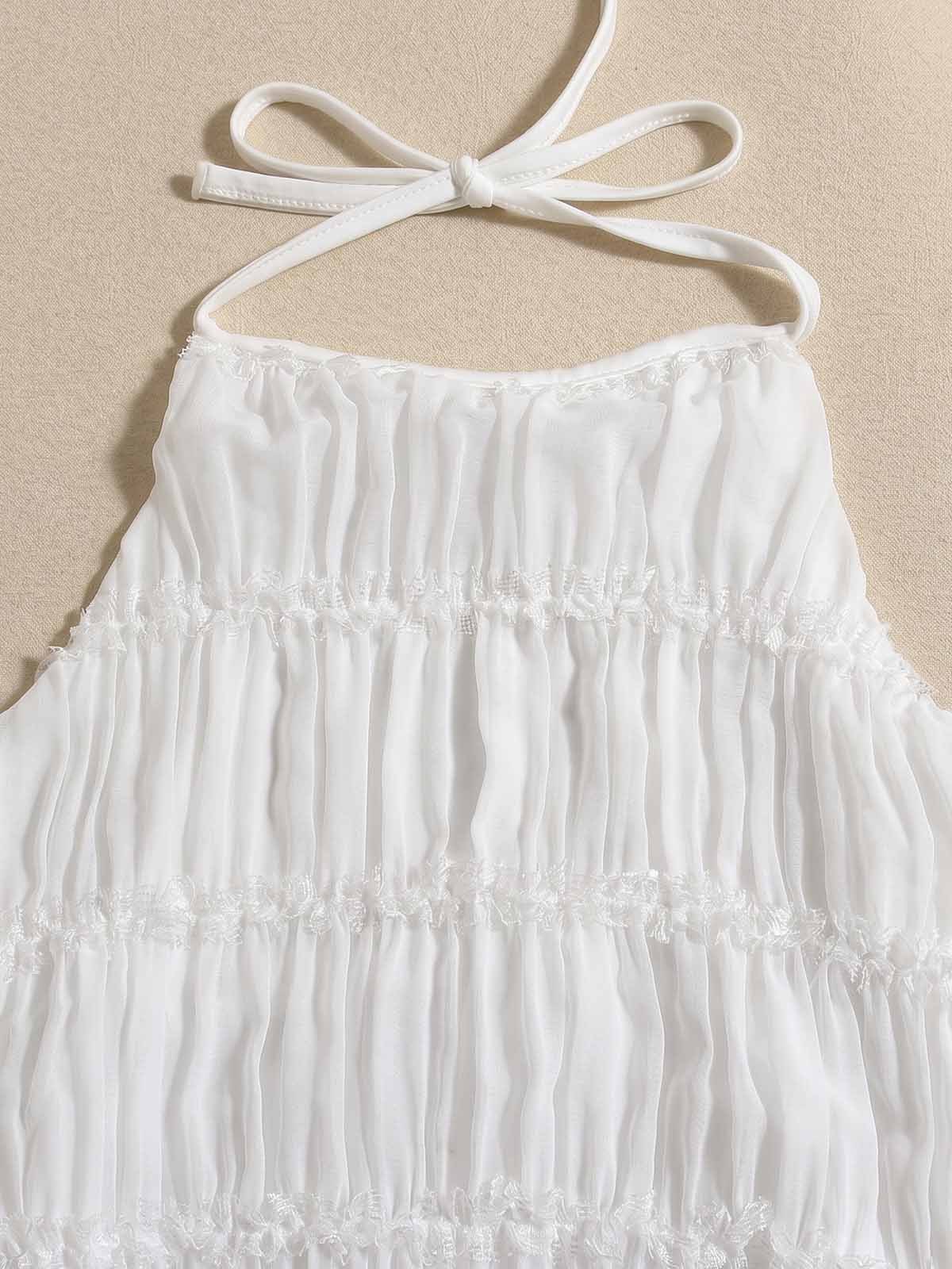 Vestido Maxi Halter Espalda Descubierta Fruncido