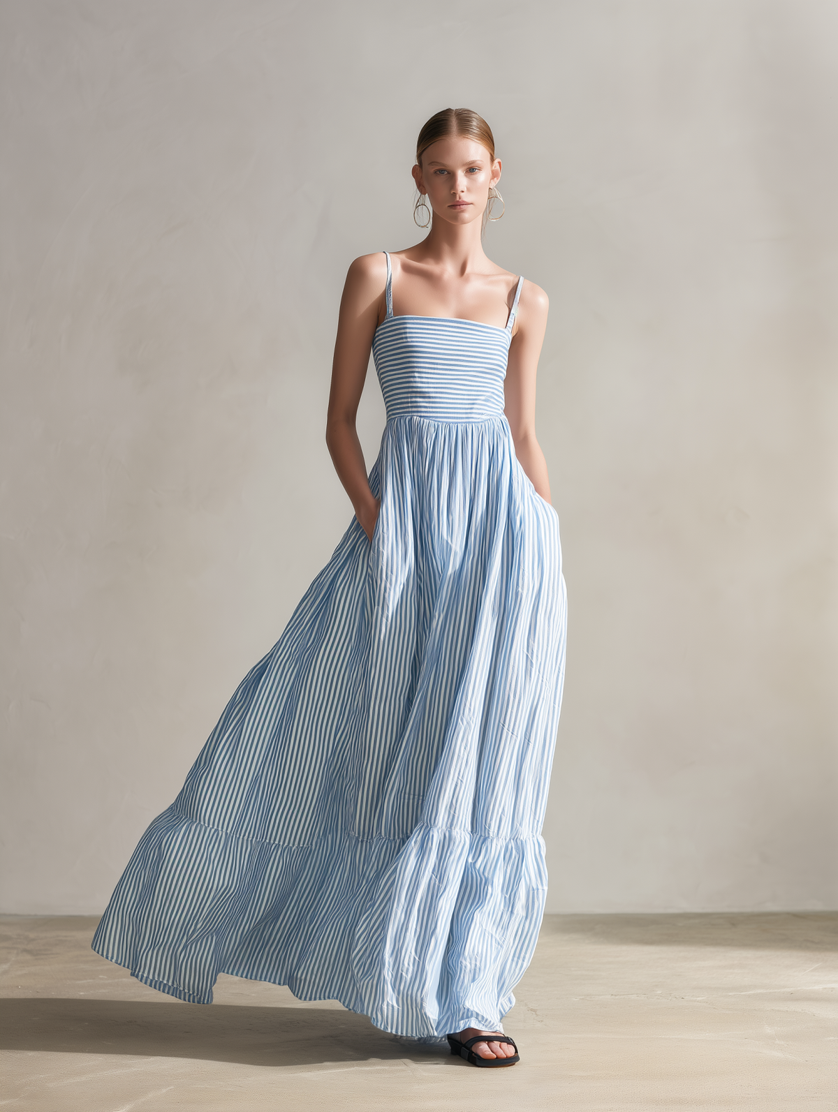 Vestido Maxi a Rayas por Capas