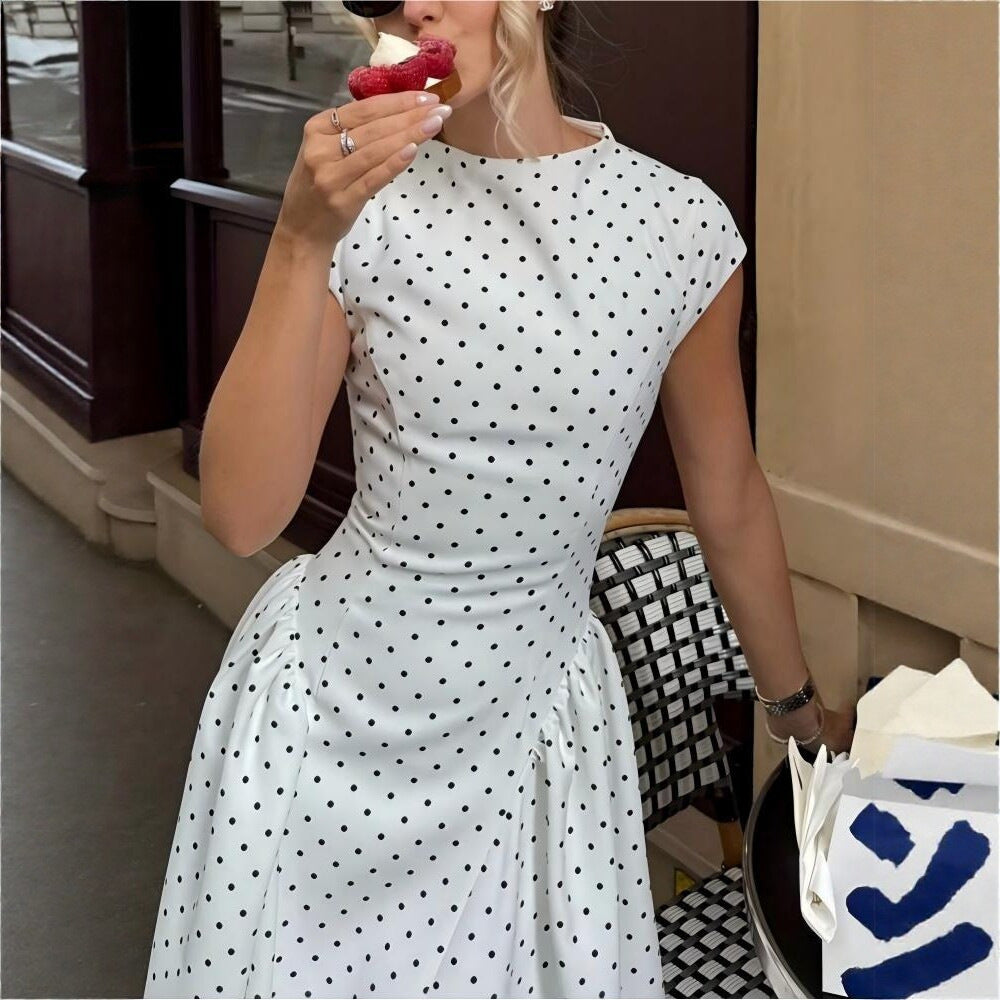 Vestido Midi de Lunares con Cinturón