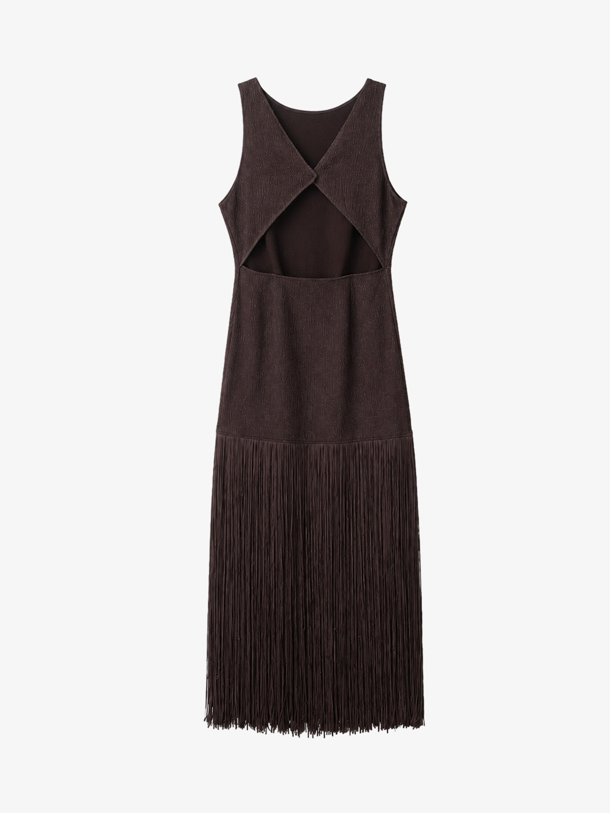 Vestido Midi de Punto con Flecos