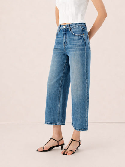 Jeans Rectos Cropped Tiro Alto