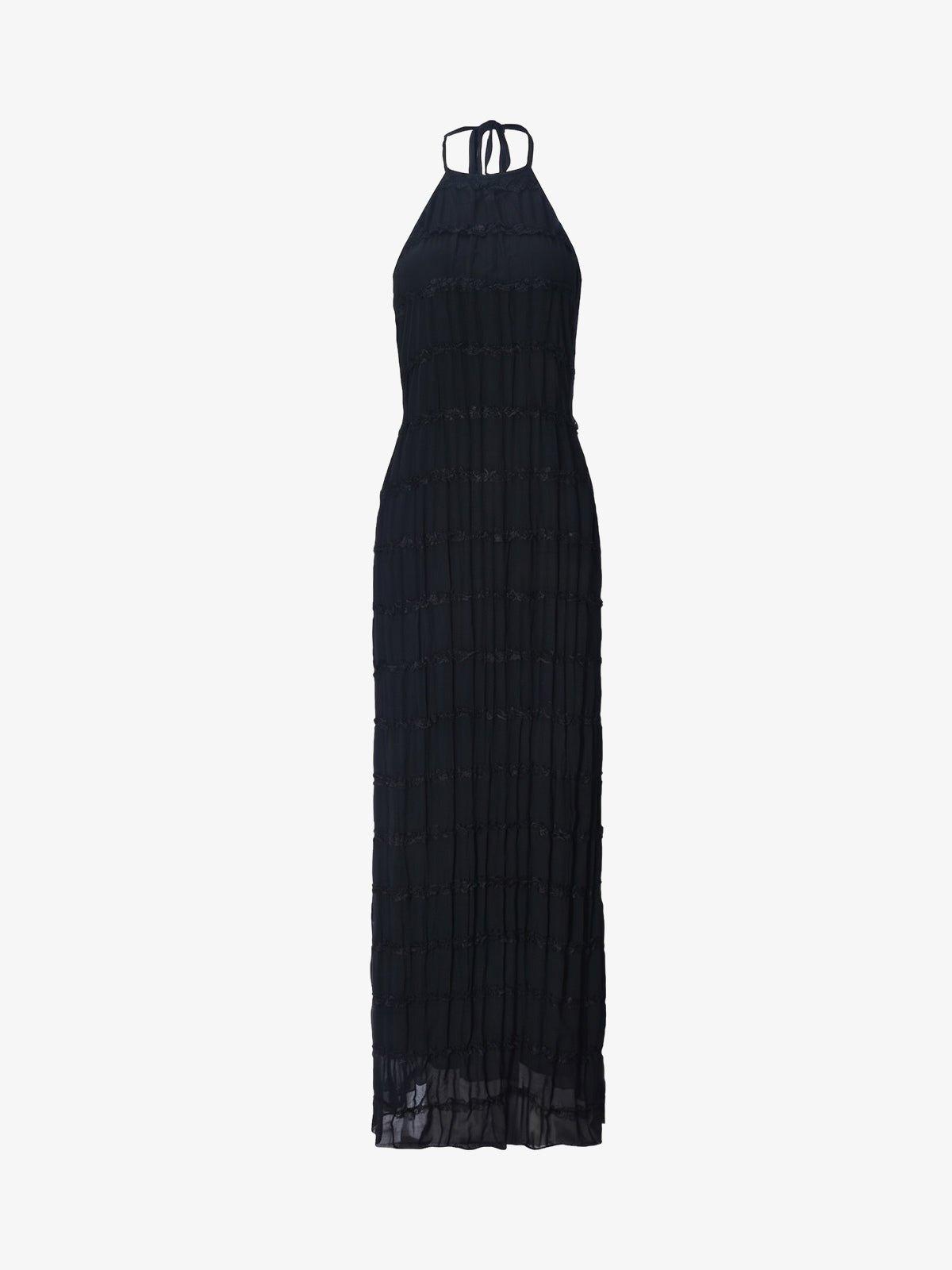 Vestido Maxi Halter Espalda Descubierta Fruncido