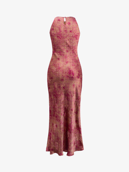 Vestido Maxi de Gasa de Seda con Bordado