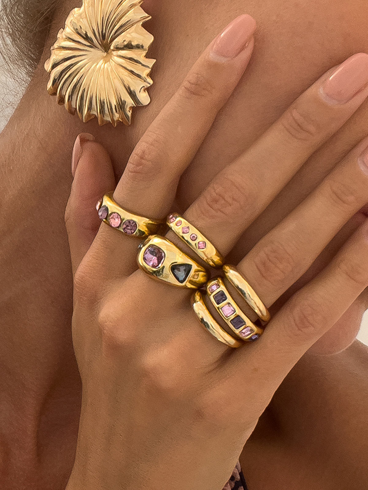 Set Anillos Piedras de Color