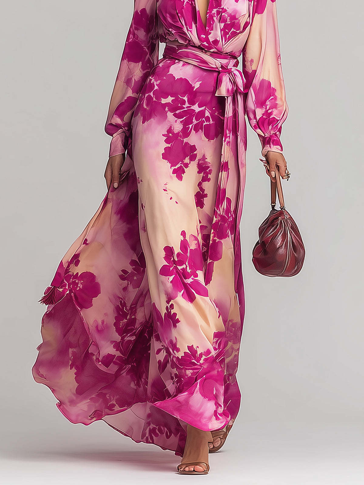 Vestido Midi Floral con Lazada