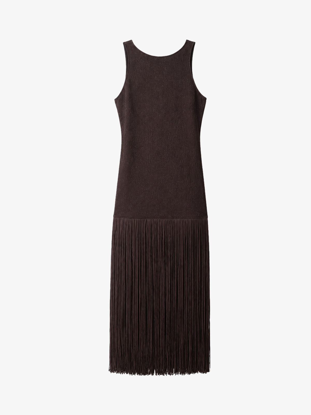 Vestido Midi de Punto con Flecos