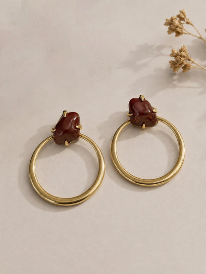 Pendientes Aro Gema Resina Vintage