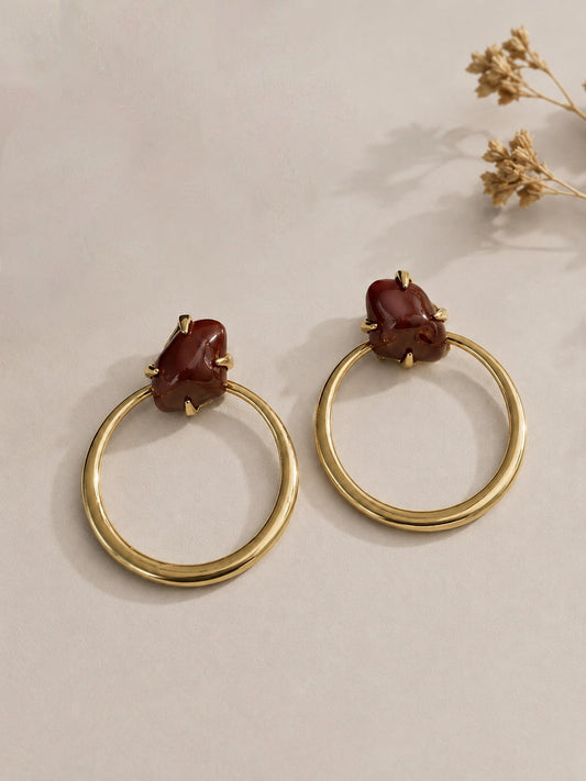Pendientes Aro Gema Resina Vintage
