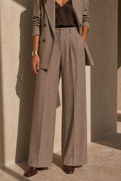 Conjunto Blazer Cruzado y Pantalón Wide-Leg de Tweed