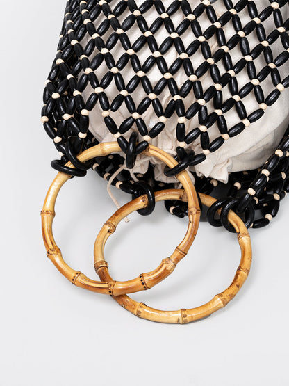 Bolso Bucket Cuentas y Bambú