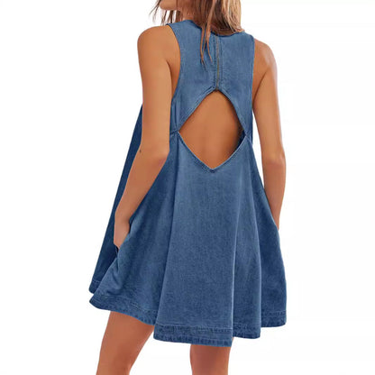 Vestido Mini Denim Espalda Descubierta