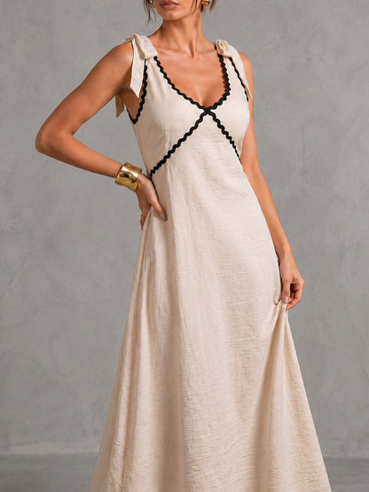Vestido Midi con Tirantes y Ribete