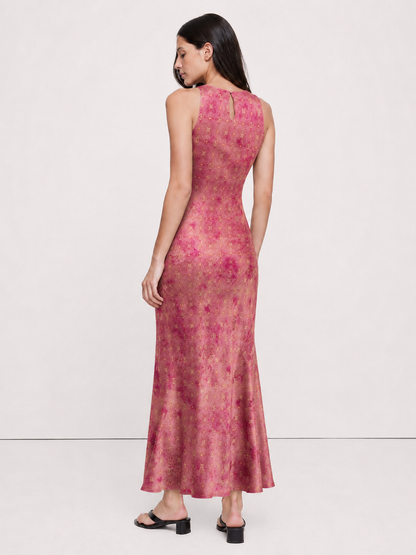Vestido Maxi de Gasa de Seda con Bordado
