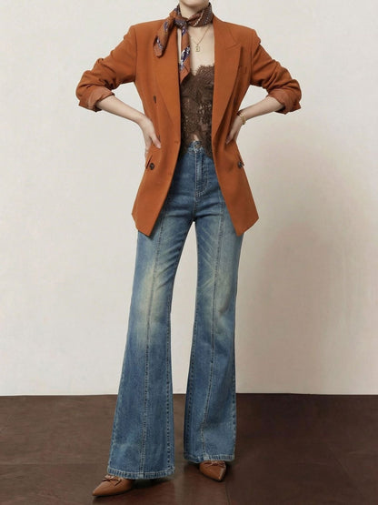 Jeans Acampanados Tiro Alto Lavado Vintage