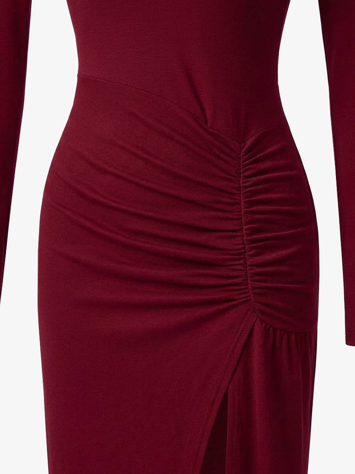 Vestido Maxi Cuello Alto Fruncido