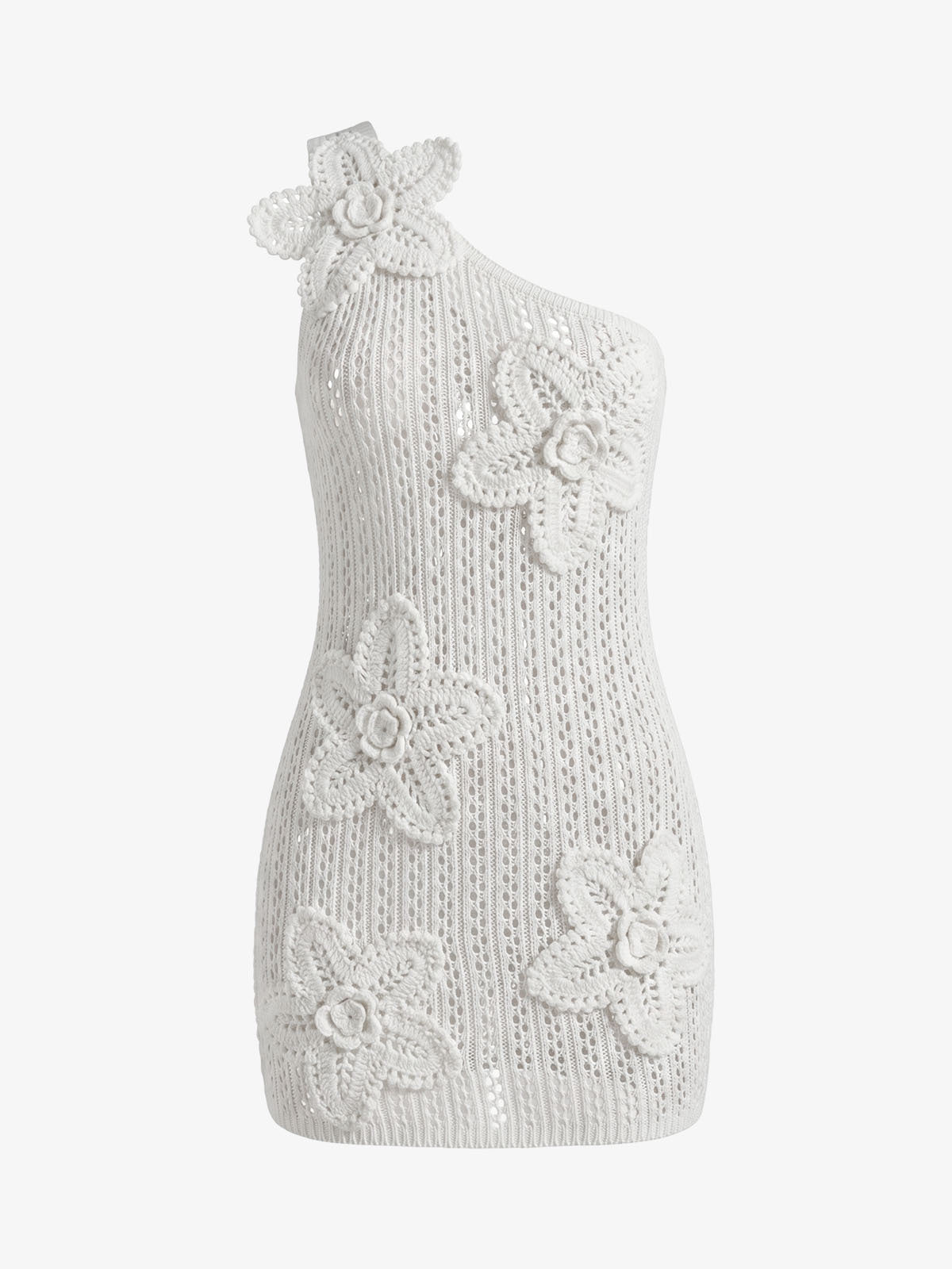 Vestido Mini Crochet de Un Hombro