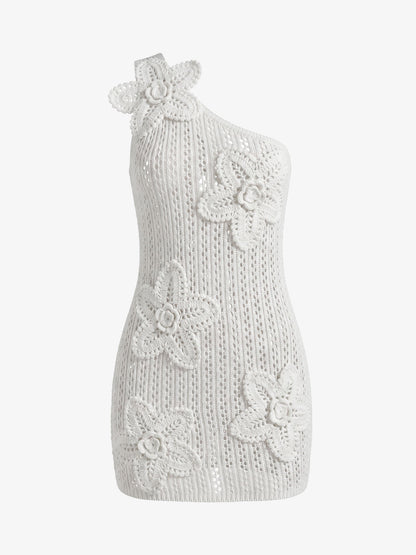 Vestido Mini Crochet de Un Hombro
