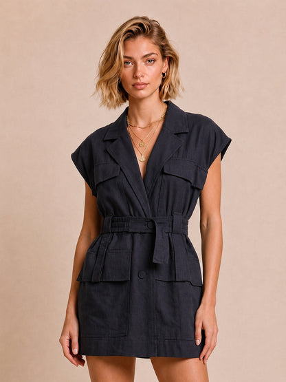 Vestido Mini Camisero Utility con Cinturón