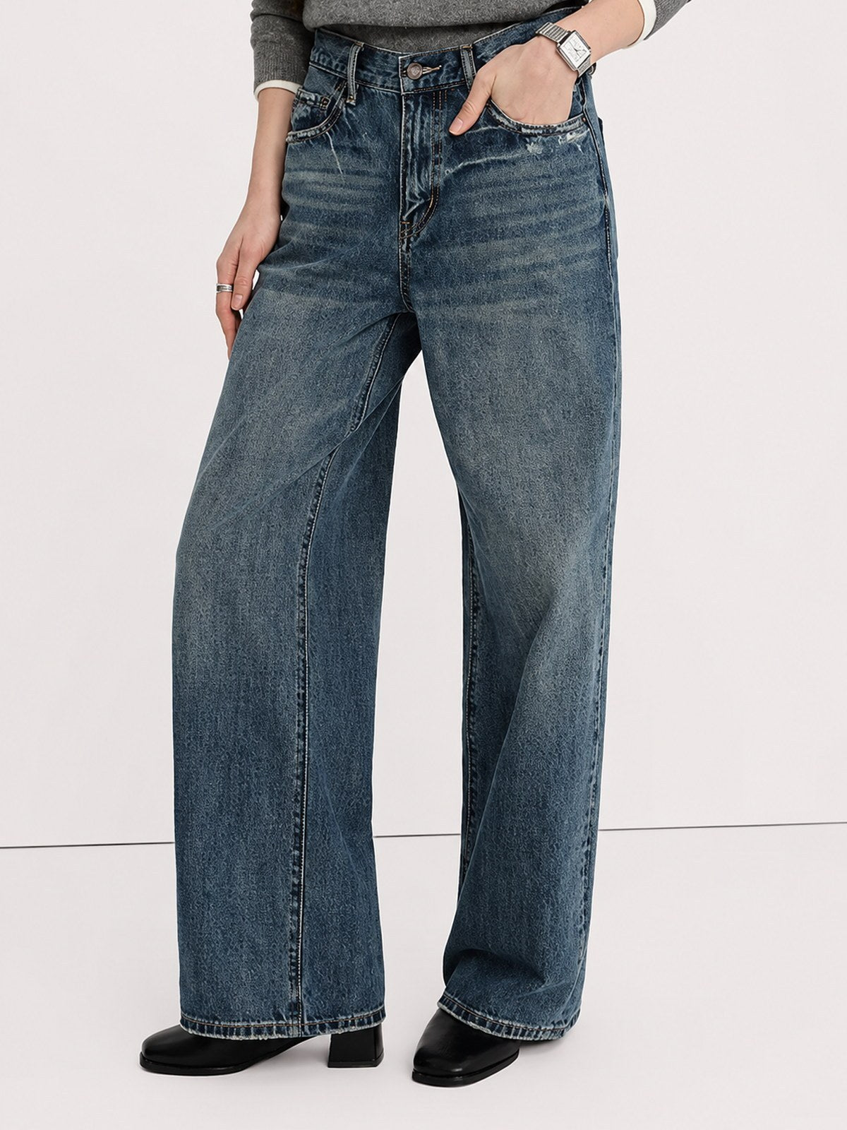 Jeans Anchos Lavado Vintage