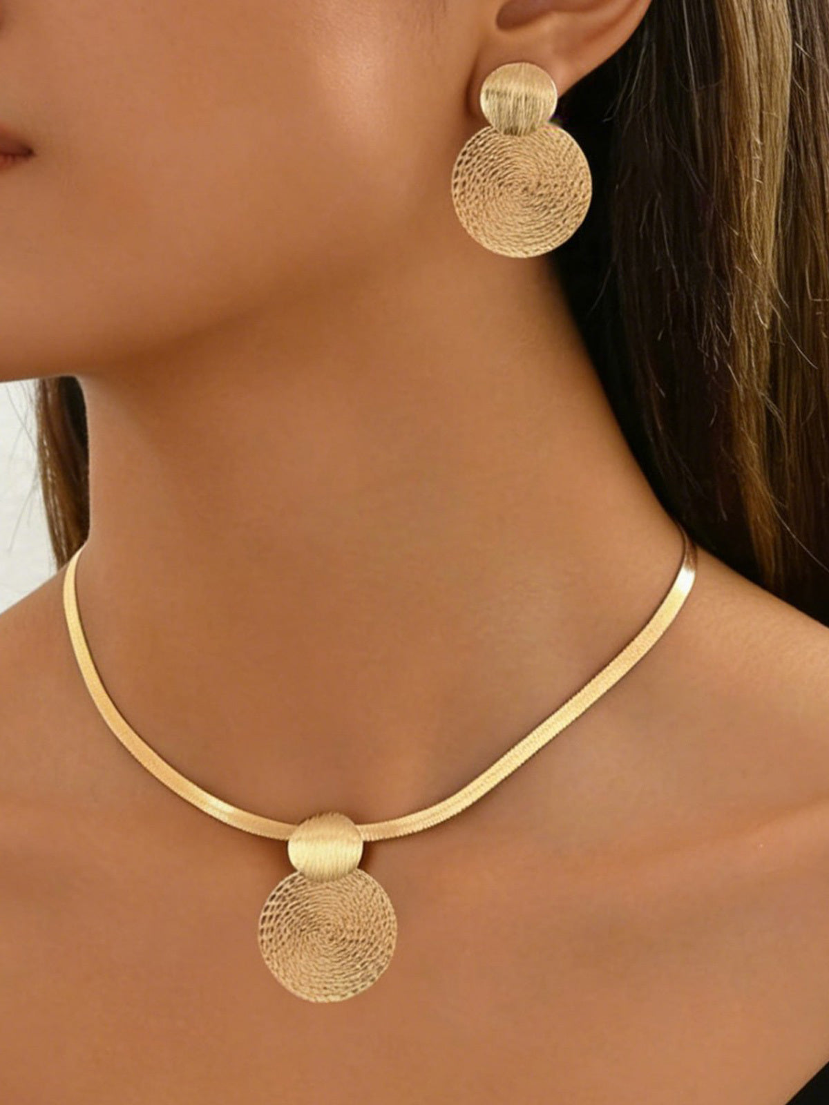 Set Collar y Pendientes Disco