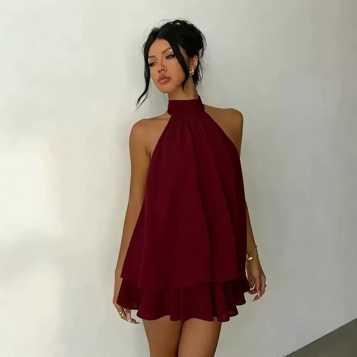 Vestido Mini Halter de Gasa