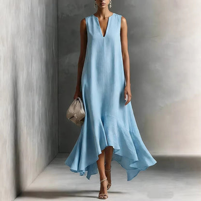 Vestido Maxi Asimétrico Sin Mangas