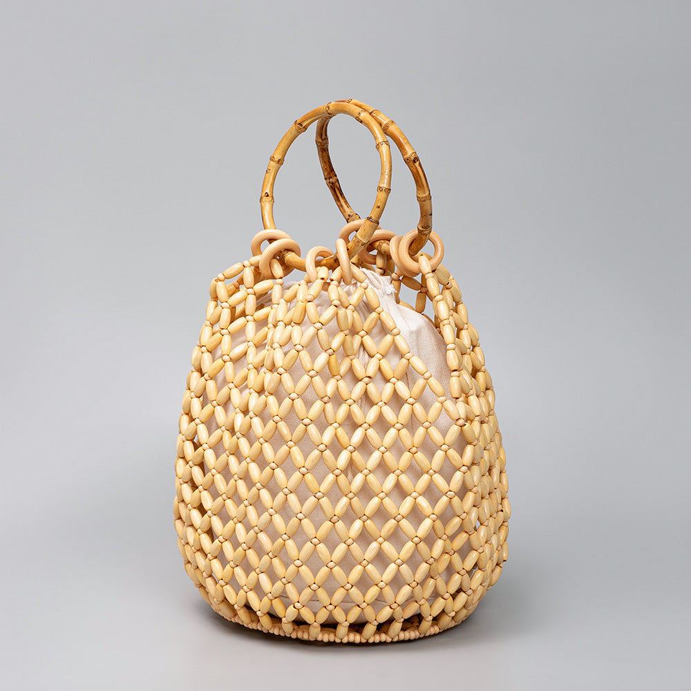Bolso Bucket Cuentas y Bambú