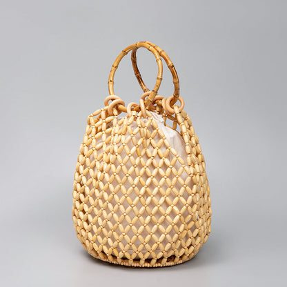 Bolso Bucket Cuentas y Bambú
