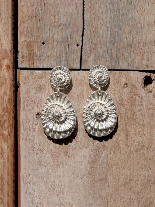 Pendientes Textura Floral Plata