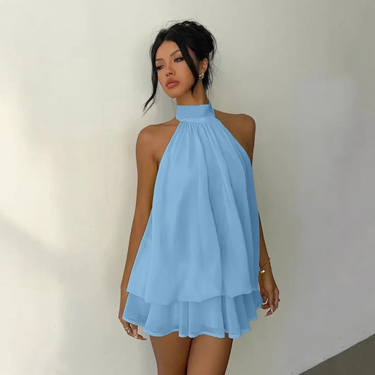 Vestido Mini Halter de Gasa