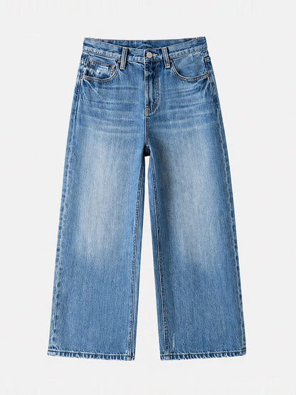 Jeans Rectos Cropped Tiro Alto