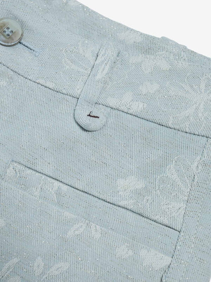 Pantalón Ancho Jacquard Floral con Cinturón