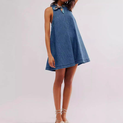 Vestido Mini Denim Espalda Descubierta