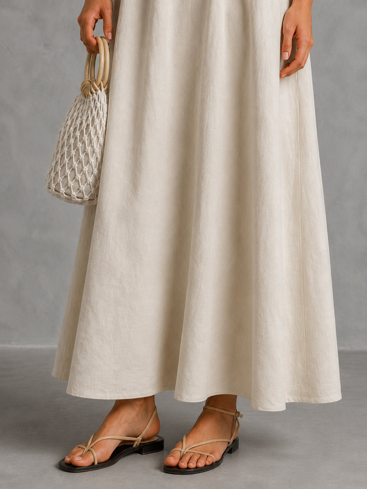 Vestido Maxi Espalda Abierta con Contraste