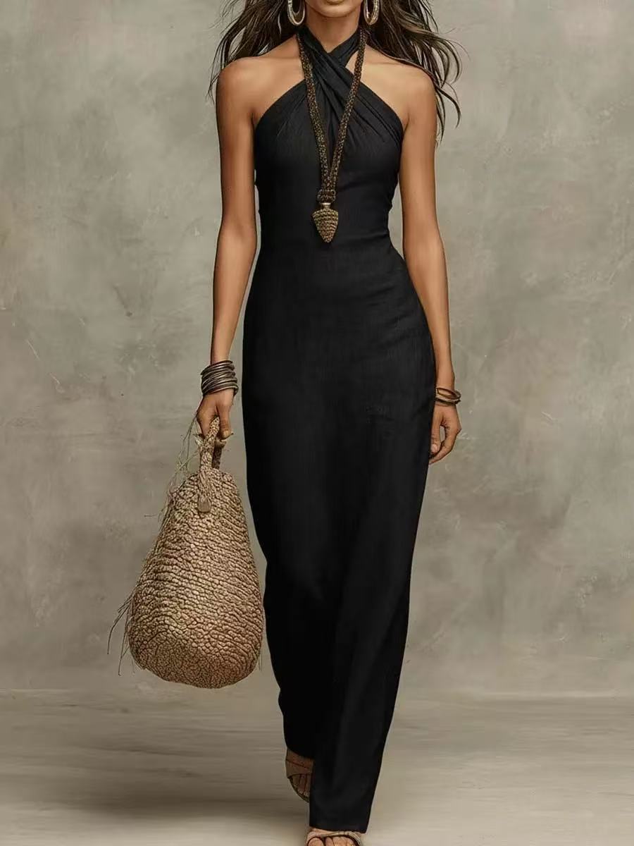 Vestido Maxi Halter Entallado