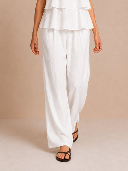 Conjunto Top de Volantes por Capas y Pantalón Wide-Leg