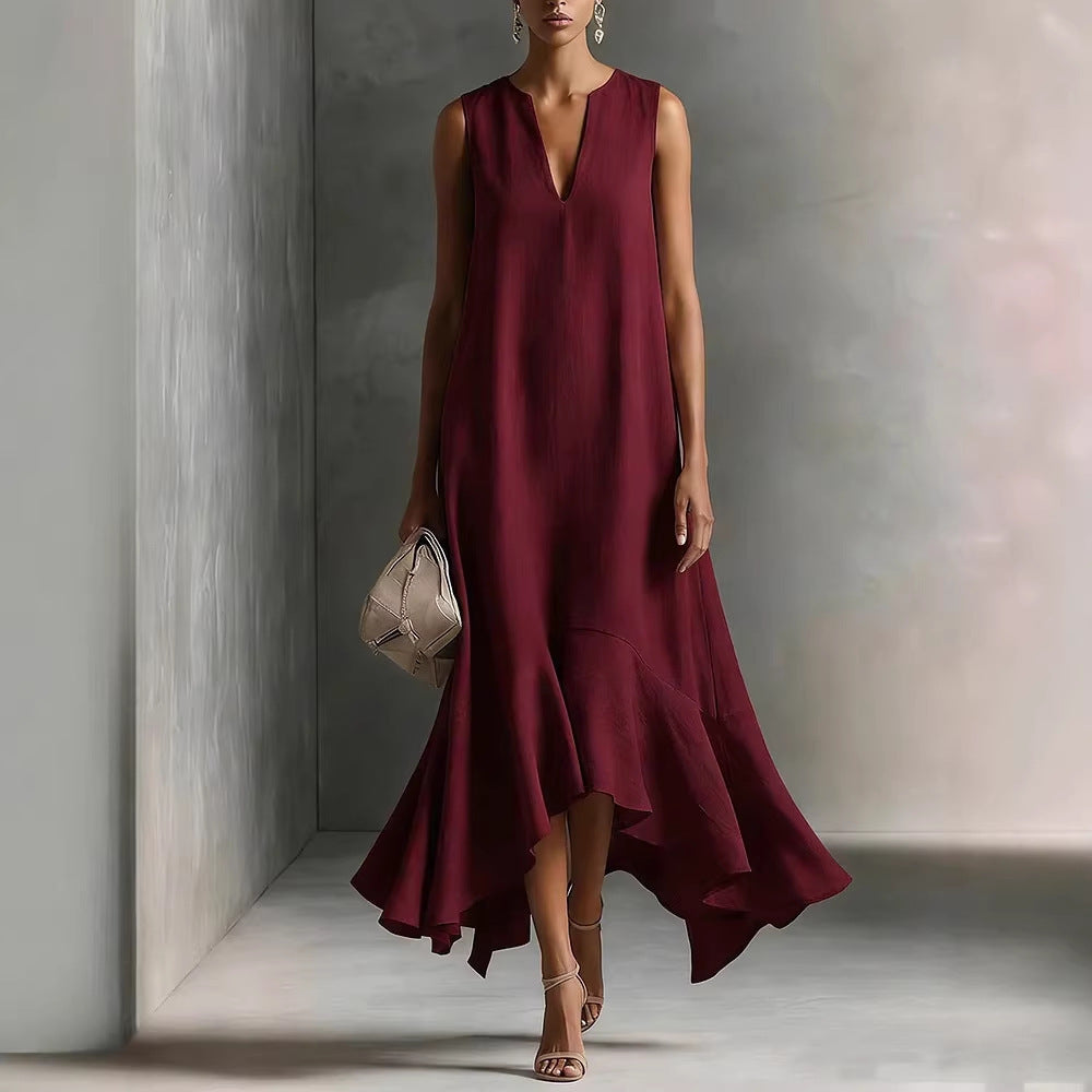 Vestido Maxi Asimétrico Sin Mangas