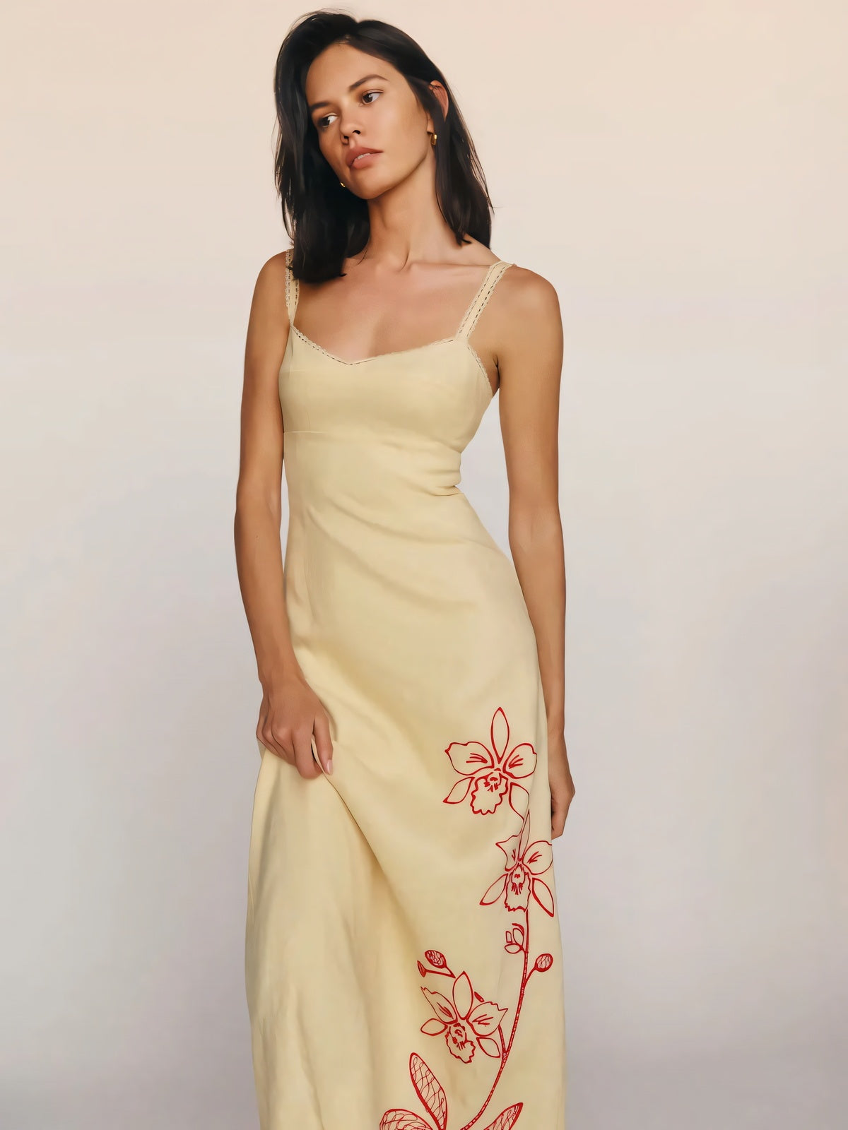 Vestido Midi Estampado con Tirantes