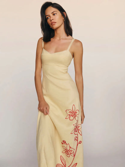 Vestido Midi Estampado con Tirantes