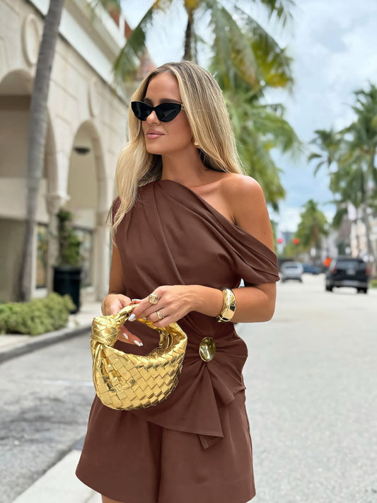 Conjunto Top Escote Palabra de Honor y Short
