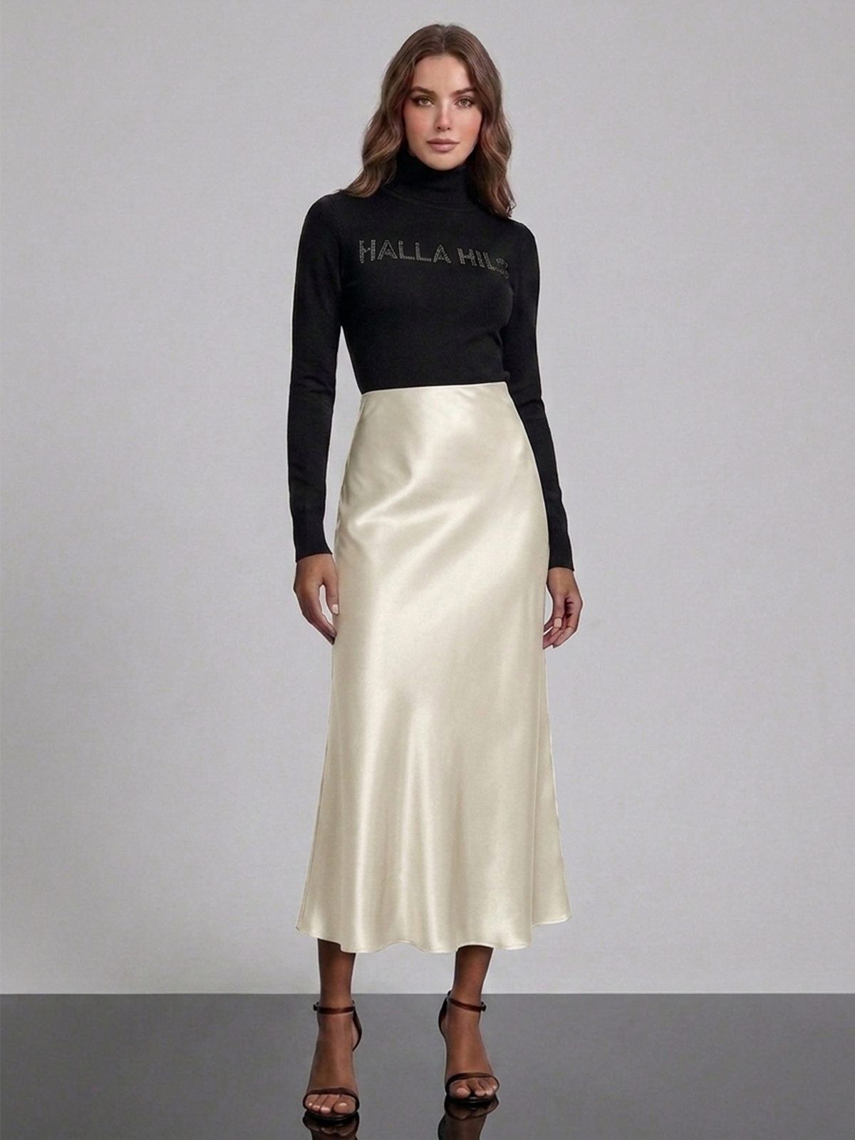 Falda Midi Satinada