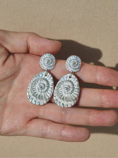 Pendientes Textura Floral Plata